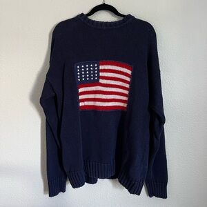 Vintage American Flag Sweater John Ashford Fisherman Aesthetic Coastal Grandma